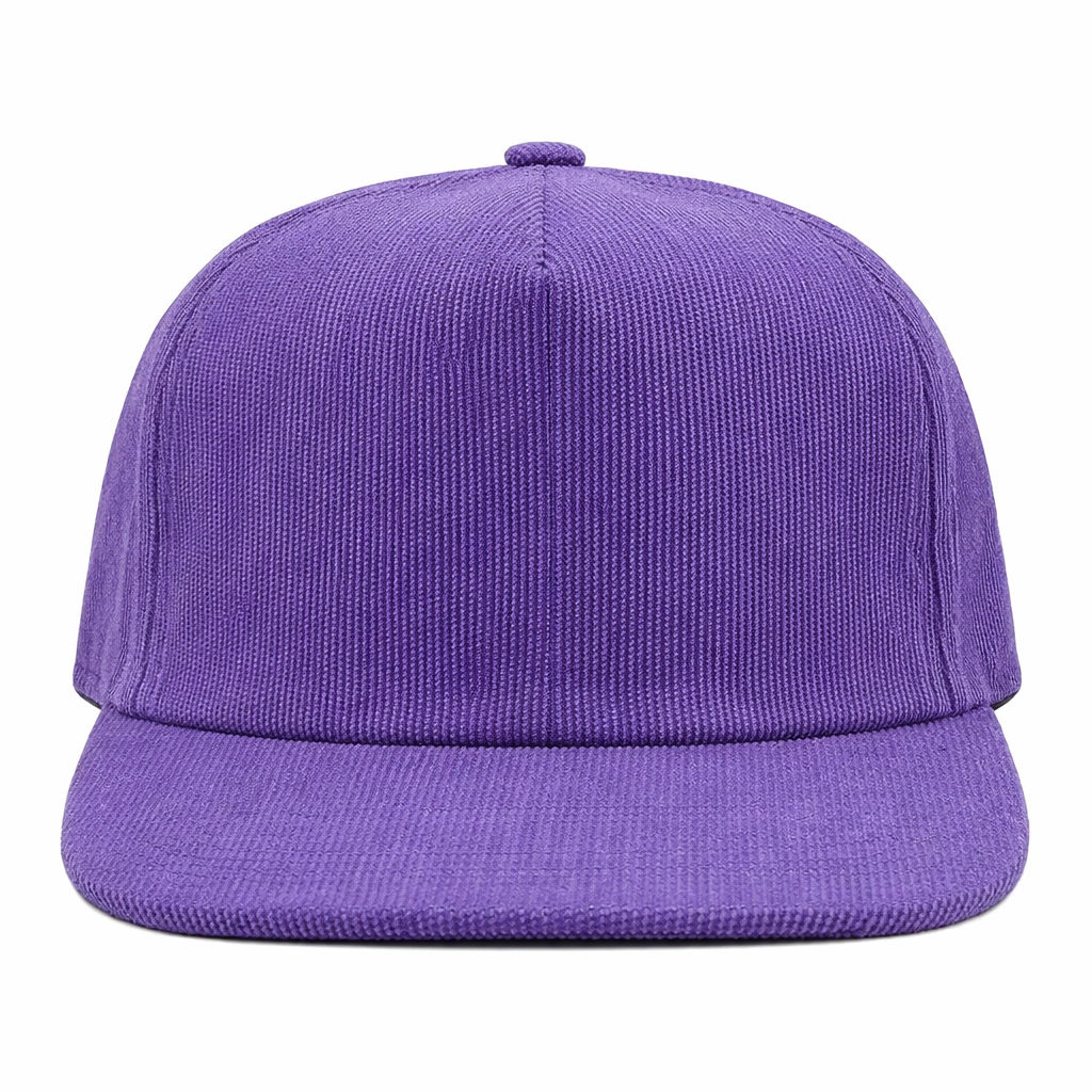 Nissi 5 Panel Flat Bill Corduroy Cap in Lavender