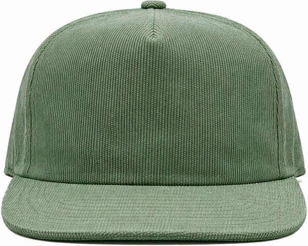 An image of a Custom Nissi 5 Panel Flat Bill Corduroy Cap in Sage!