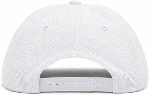 An image of a Custom Nissi 5 Panel Flat Bill Corduroy Cap in White!