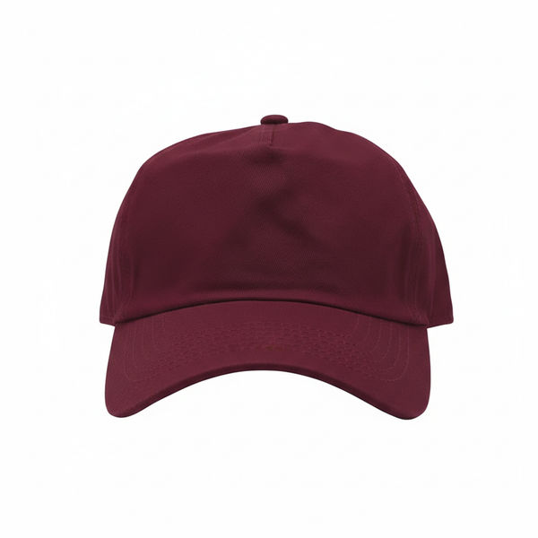 An image of a Custom Nissi Panels Washed Cotton Dad Cap in Burgundy!