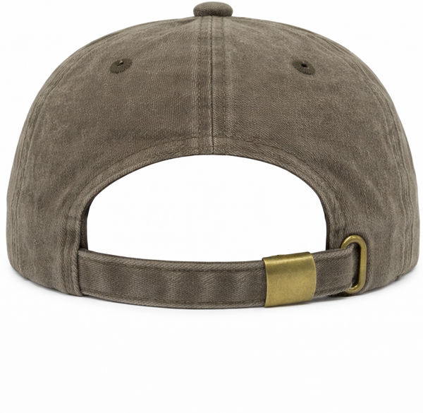 An image of a Custom Nissi Pigment Dye Cap in Brown!