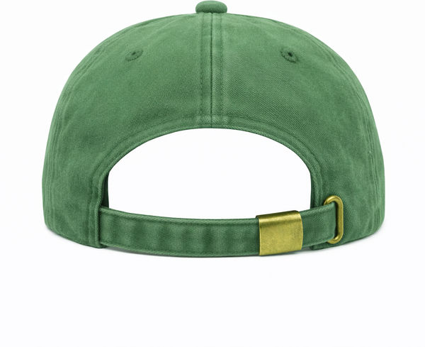 An image of a Custom Nissi Pigment Dye Cap in Kelly Green!