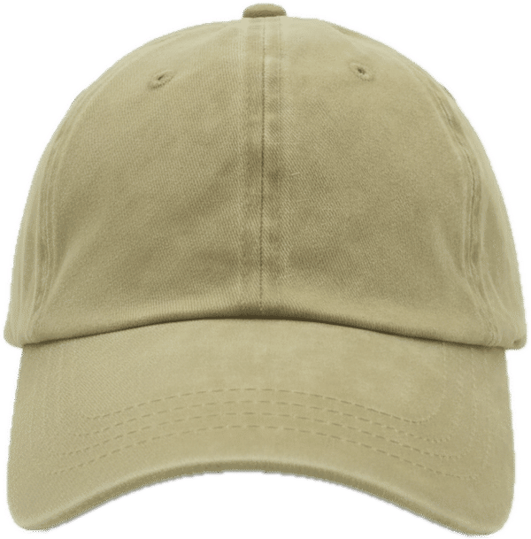 An image of a Custom Nissi Pigment Dye Cap in Khaki!