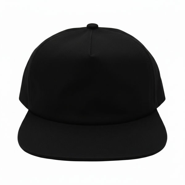 An image of a Custom Nissi Washed Cotton 5 Panels Flat Bill Cap in Black!