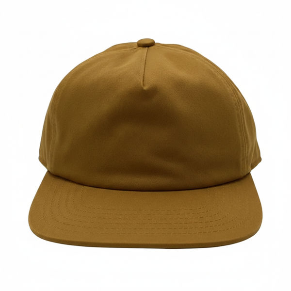 An image of a Custom Nissi Washed Cotton 5 Panels Flat Bill Cap in Mustard!