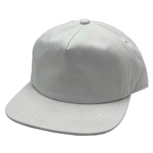 Nissi Washed Cotton 5 Panels Flat Bill Cap in White