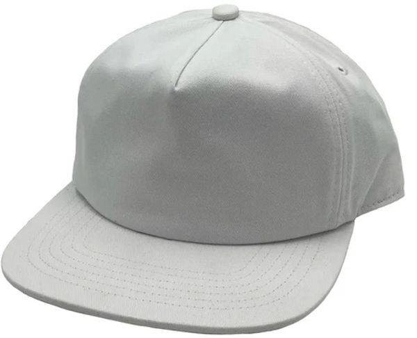 Am image of a Custom Nissi Washed Cotton 5 Panels Flat Bill Cap in White!
