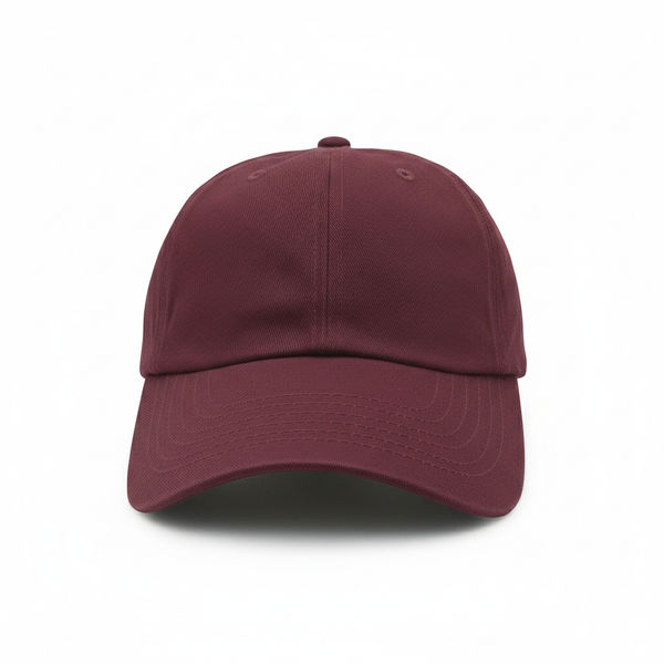 An image of a Custom Nissi Washed Cotton Dad Cap in Wine!