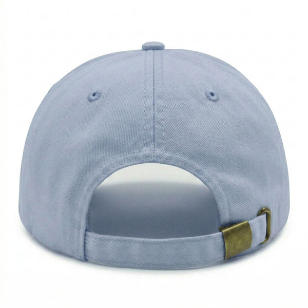 An image of a Custom Nissi Washed Cotton Flat Bill Cap in Blue!