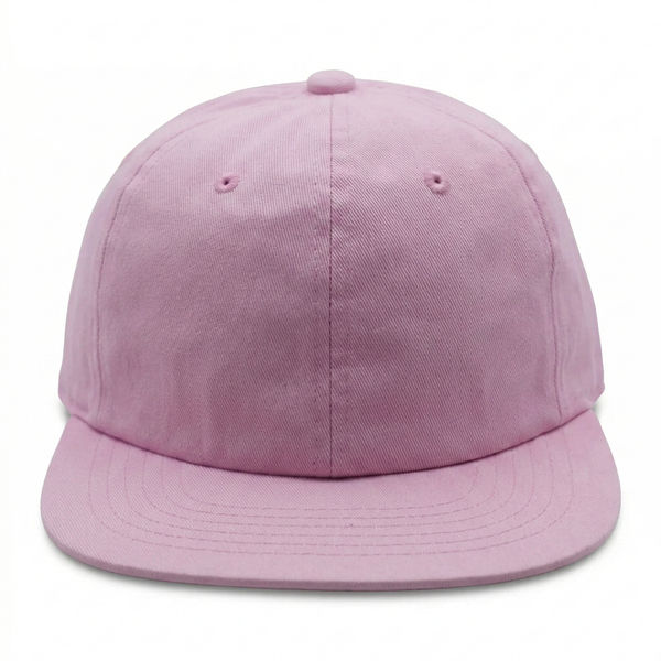 An image of a Custom Nissi Washed Cotton Flat Bill Cap in Light Pink!