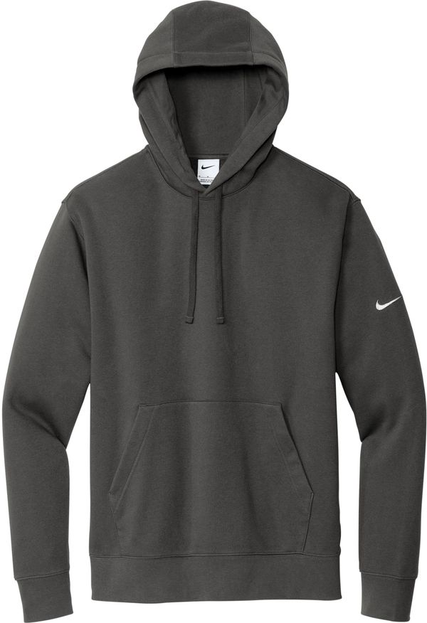 Am image of a Custom Nike Club Fleece Sleeve Swoosh Pullover Hoodie in Anthracite!