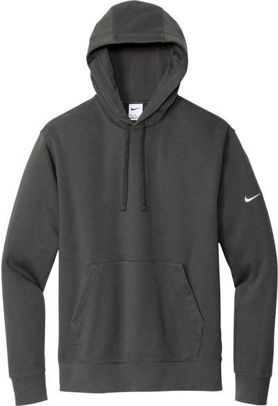 Am image of a Custom Nike Club Fleece Sleeve Swoosh Pullover Hoodie in Anthracite!