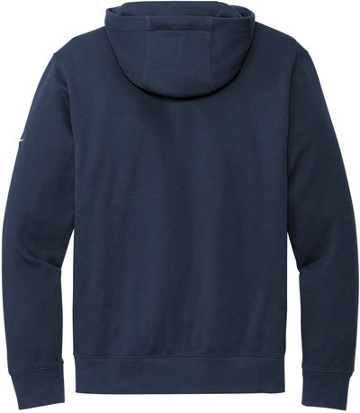 Am image of a Custom Nike Club Fleece Sleeve Swoosh Pullover Hoodie in Midnight Navy!