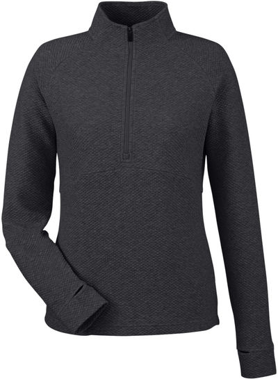 Am image of a Custom North End Ladies Spirit Textured Quarter Zip in Black Heather!