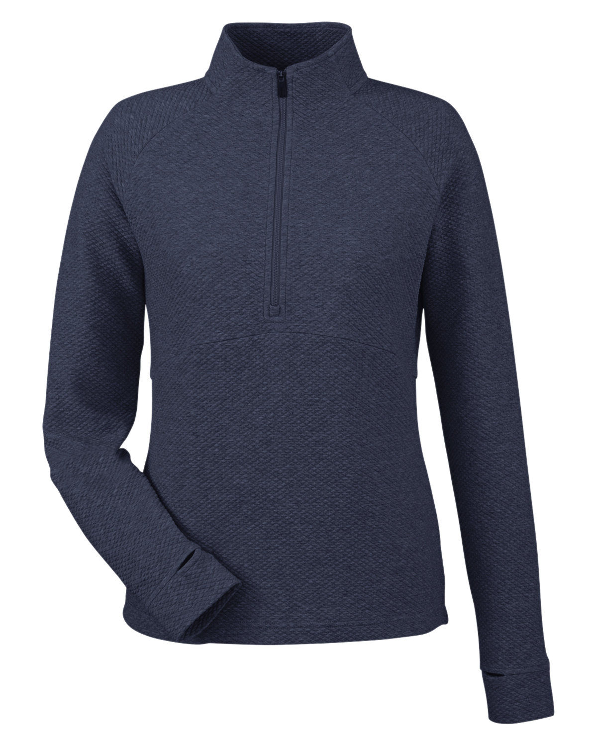 North End Ladies Spirit Textured Quarter Zip in Classy Navy Heather
