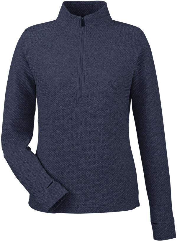 Am image of a Custom North End Ladies Spirit Textured Quarter Zip in Classy Navy Heather!
