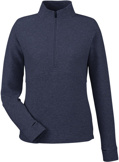 Am image of a Custom North End Ladies Spirit Textured Quarter Zip in Classy Navy Heather!