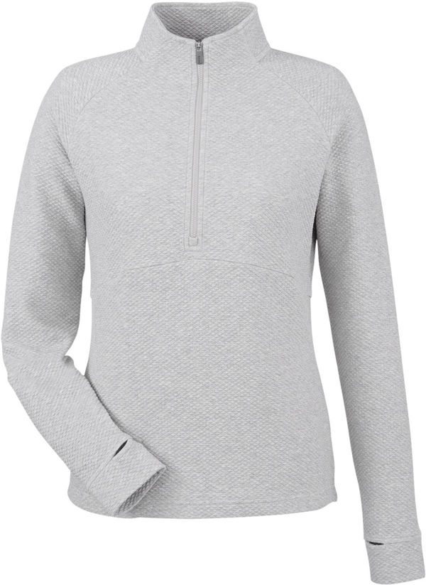 Am image of a Custom North End Ladies Spirit Textured Quarter Zip in Platinum Heather!