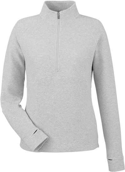 Am image of a Custom North End Ladies Spirit Textured Quarter Zip in Platinum Heather!