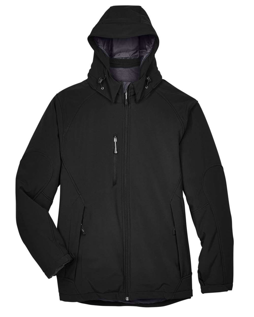North End Men's Glacier Insulated Three Layer Fleece Bonded Soft Shell Jacket with Detachable Hood in Black