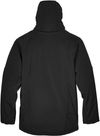 An image of a Custom North End Men's Glacier Insulated Three Layer Fleece Bonded Soft Shell Jacket with Detachable Hood in Black!