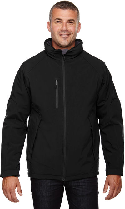 An image of a Custom North End Men's Glacier Insulated Three Layer Fleece Bonded Soft Shell Jacket with Detachable Hood!