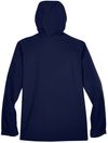 An image of a Custom North End Men's Prospect Two Layer Fleece Bonded Soft Shell Hooded Jacket in Classic Navy!