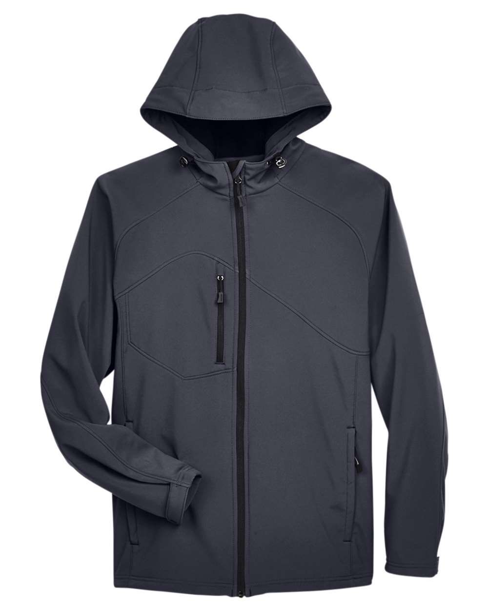 North End Men's Prospect Two Layer Fleece Bonded Soft Shell Hooded Jacket in Fossil Grey