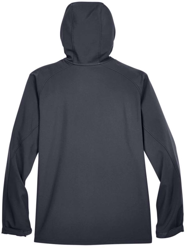 An image of a Custom North End Men's Prospect Two Layer Fleece Bonded Soft Shell Hooded Jacket in Fossil Grey!