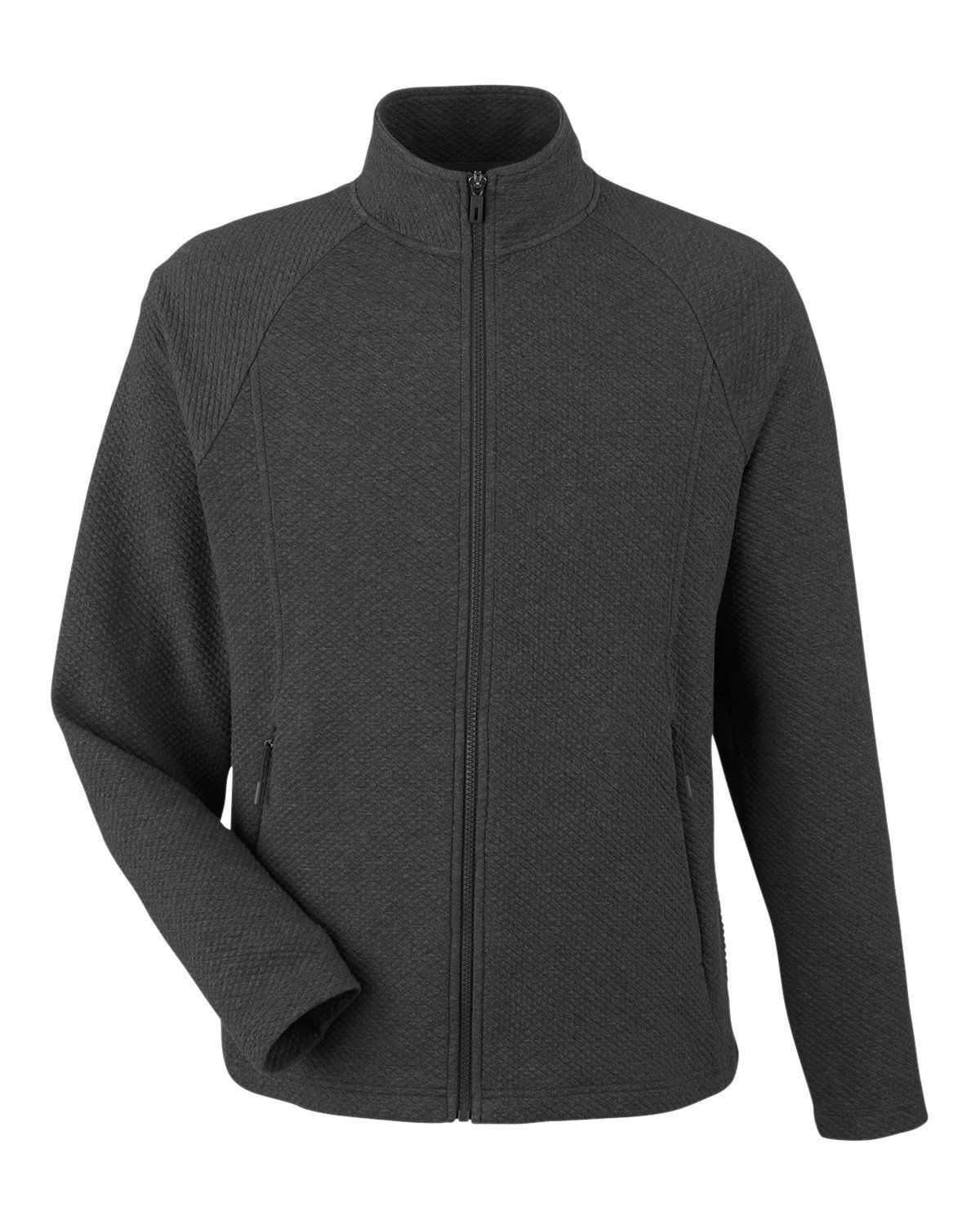 North End Mens Spirit Textured Full Zip in Black Heather