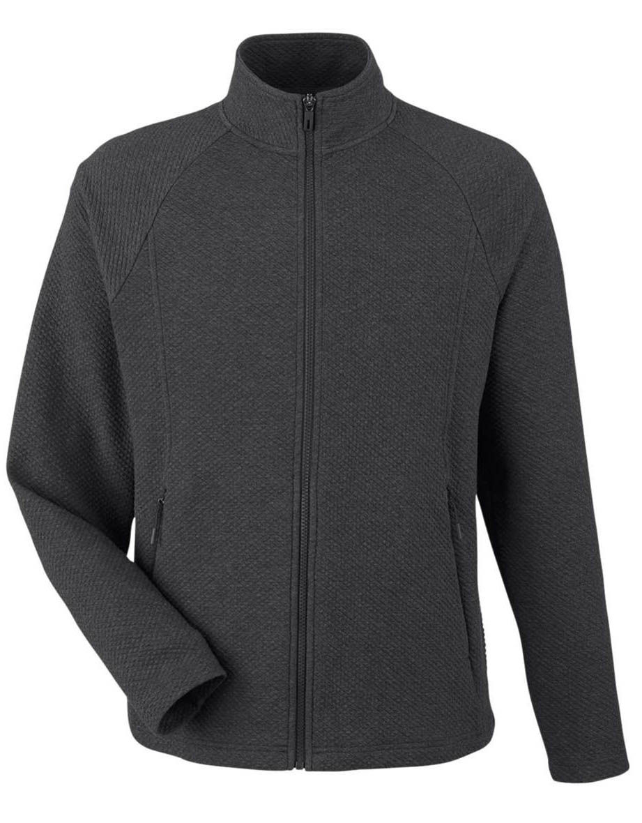 North End Mens Spirit Textured Full Zip in Black Heather