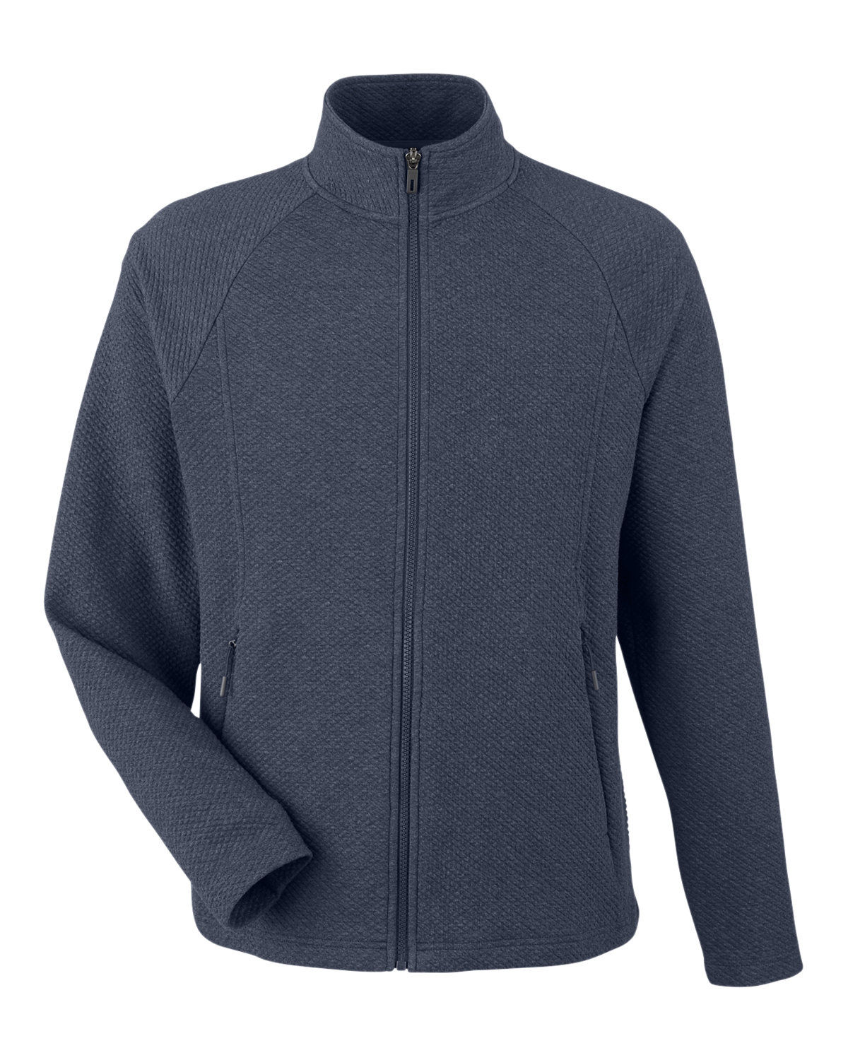 North End Mens Spirit Textured Full Zip in Classic Navy Heather