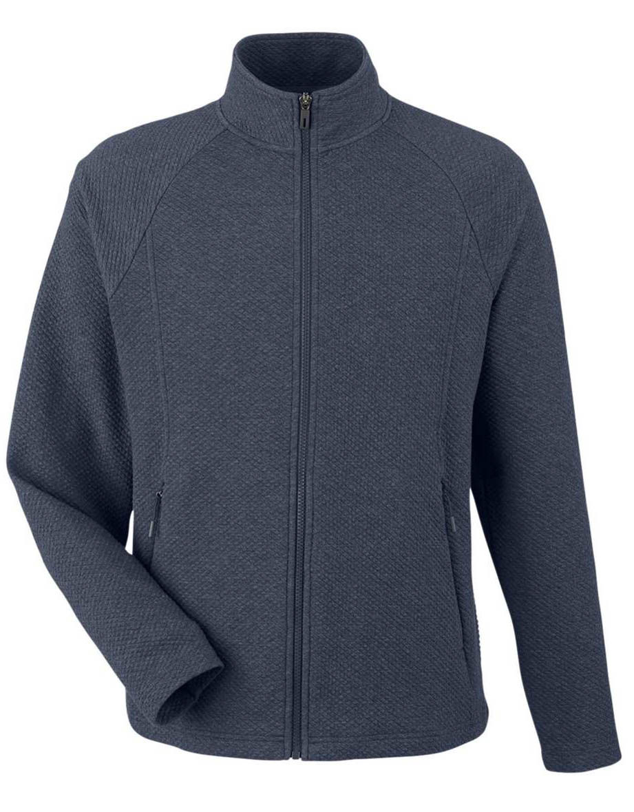 North End Mens Spirit Textured Full Zip in Classic Navy Heather