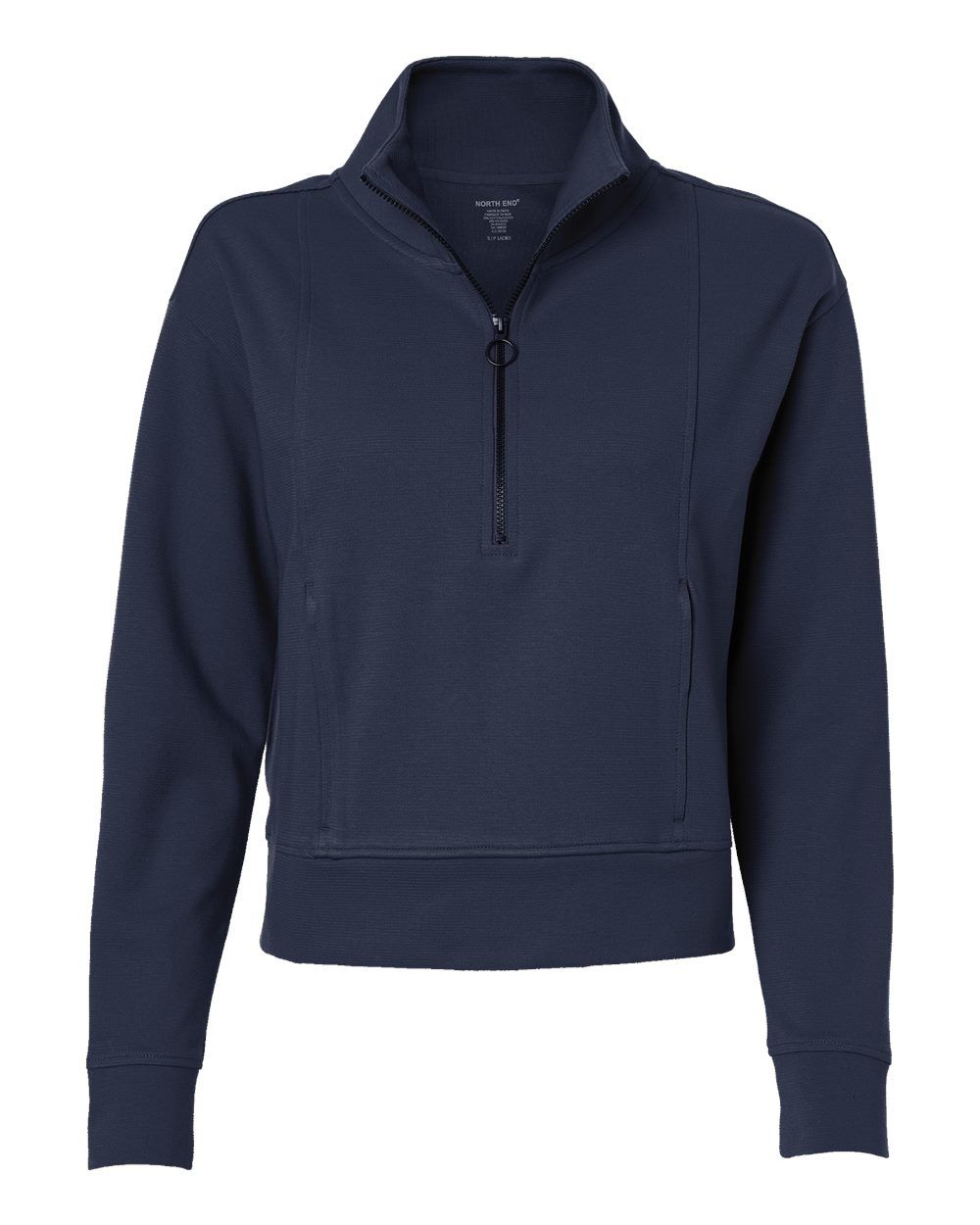 North End Womens Mantra Half Zip Ottoman Pullover in Classic Navy