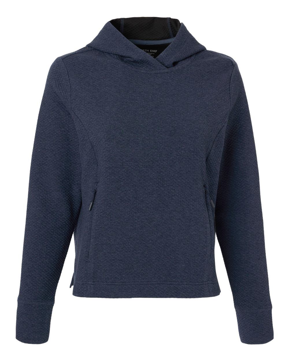 North End Womens Spirit Textured Hooded Pullover in Classic Navy Heather