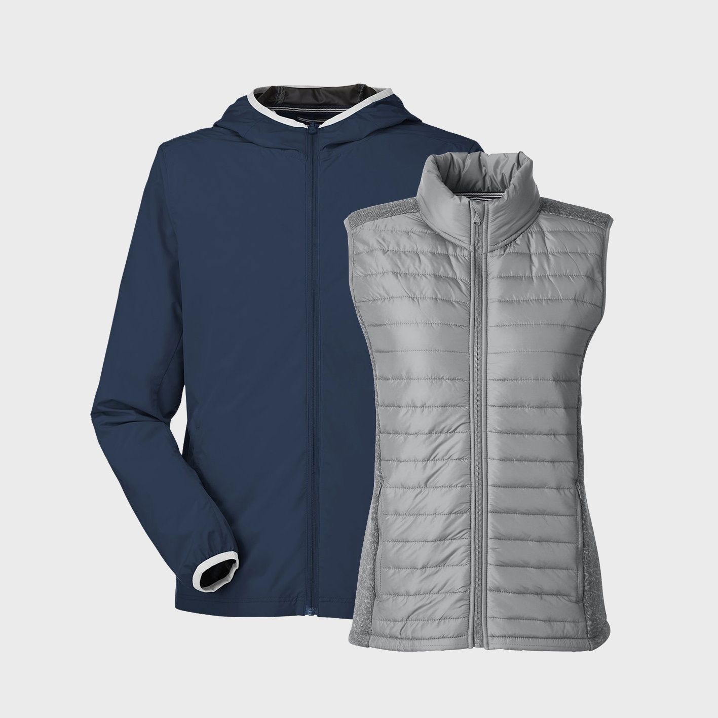 An image of custom Nautica vests and jackets that you can print your logo or design on!