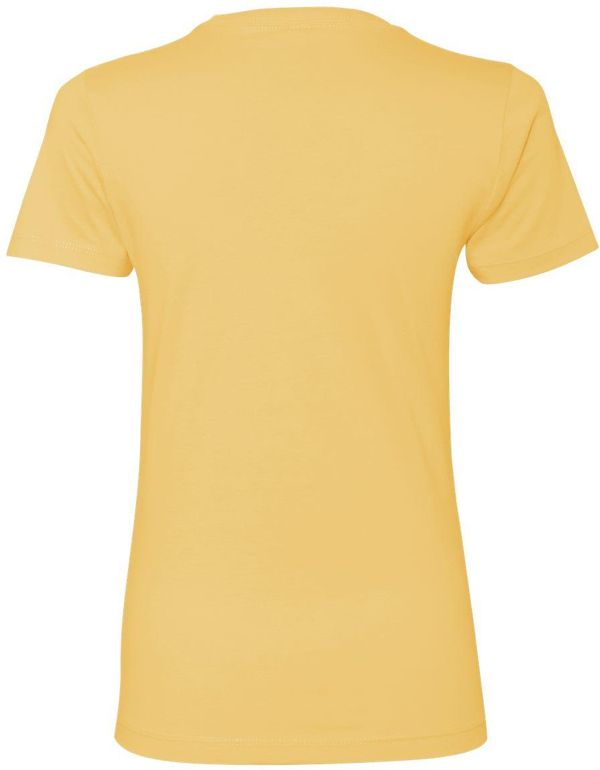Am image of a Custom Next Level Womens Cotton Short Sleeve Boyfriend Crew in Banana Cream!