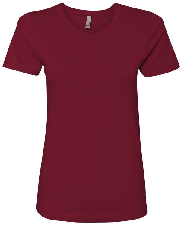 An image of a Custom Next Level Womens Cotton Short Sleeve Boyfriend Crew in Cardinal Red!