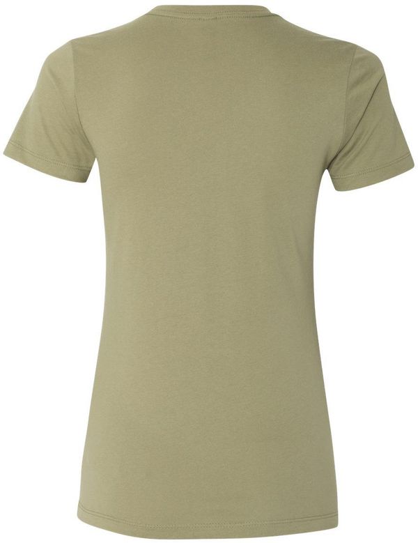 Am image of a Custom Next Level Womens Cotton Short Sleeve Boyfriend Crew in Light Olive!