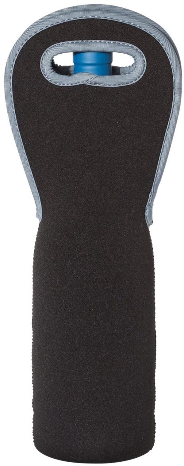 Am image of a Custom Insulated Neoprene Single Wine Tote in Black!