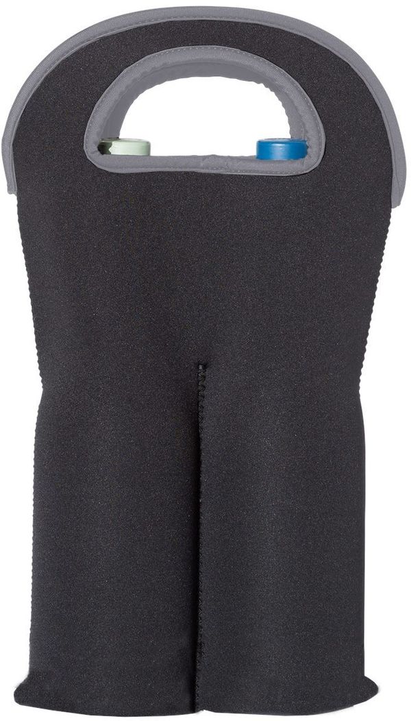 Am image of a Custom OAD Insulated Neoprene Double Wine Tote in Black!