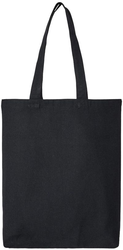Am image of a Custom OAD Midweight Recycled Cotton Gusseted Tote in Recycled Black!
