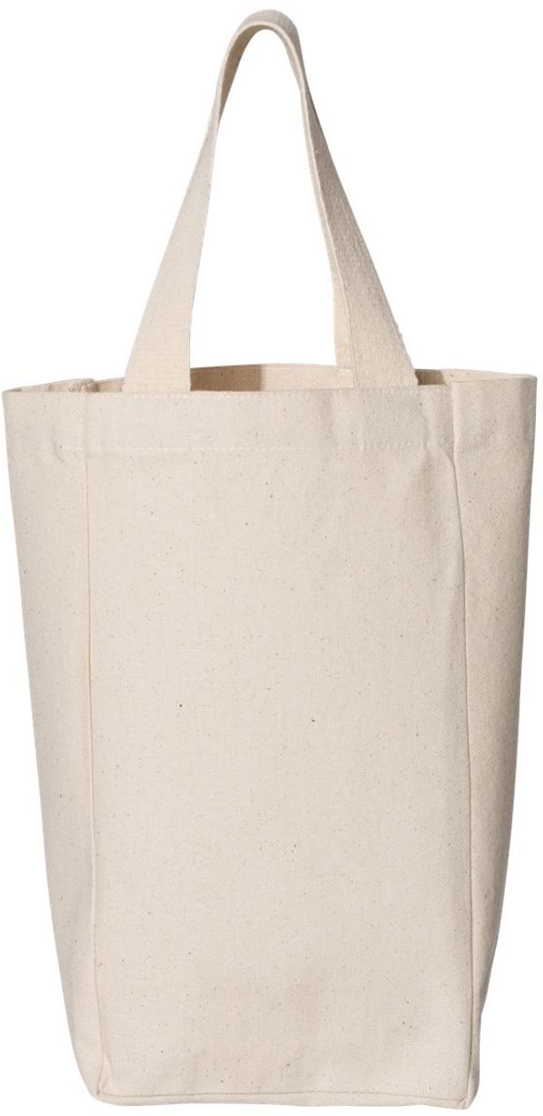 Am image of a Custom OAD Double Wine Tote in Natural!