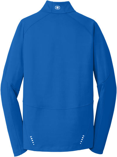 Am image of a Custom Ogio Radius Quarter Zip in Electric Blue!