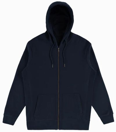 Am image of a Custom Original Favorites GOTS® Organic Cotton Zip Up Sweatshirt in Ocean Navy!
