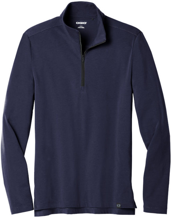 Am image of a Custom Ogio Limit Quarter Zip in Navy!