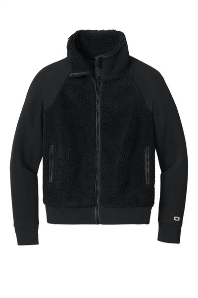 Am image of a Custom Ogio Ladies Luuma Sherpa Full Zip in Black!