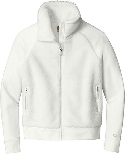 Am image of a Custom Ogio Ladies Luuma Sherpa Full Zip in Ivory Snow!