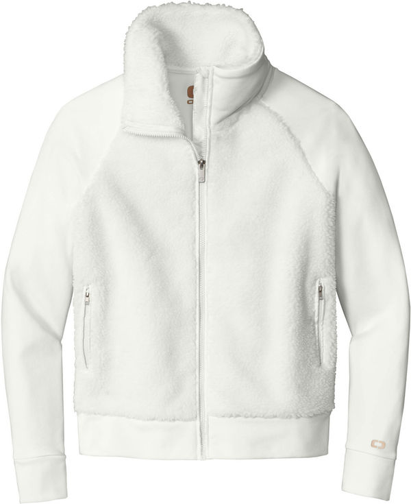 An image of a Custom Ogio Ladies Luuma Sherpa Full Zip in Ivory Snow!