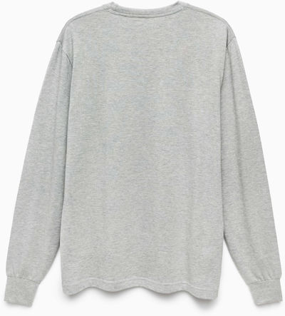 Am image of a Custom Original Favorites American Grown Supima 100 Percent Cotton 6oz Long Sleeve T Shirt in Heather Grey!